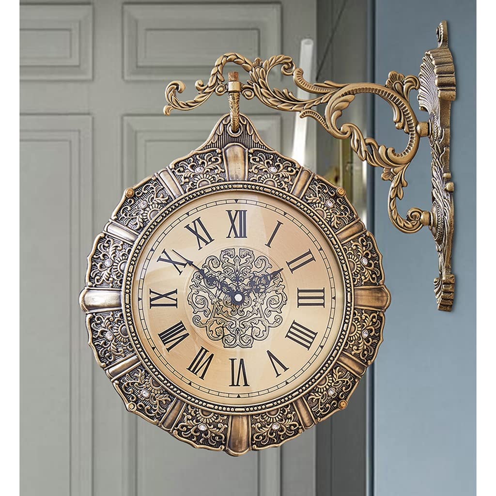 Amazon.com: Nordic Wall Clock Vintage Silent Two Sided Gold Clocks